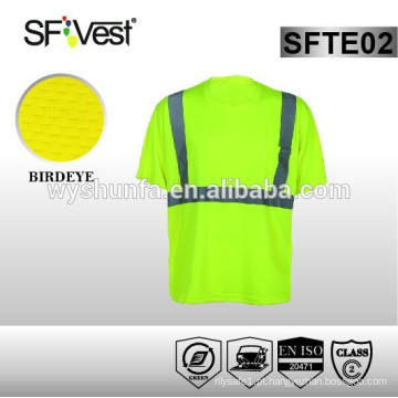 En iso 20471 segurança t-shirt um peito bolso rib colar segurança workwear